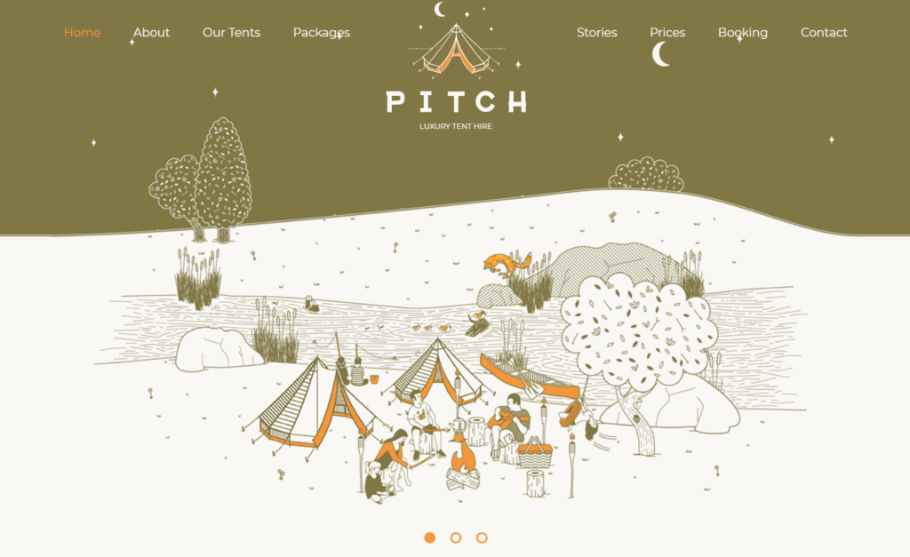 Pitch Landing page (luxury tent hire)