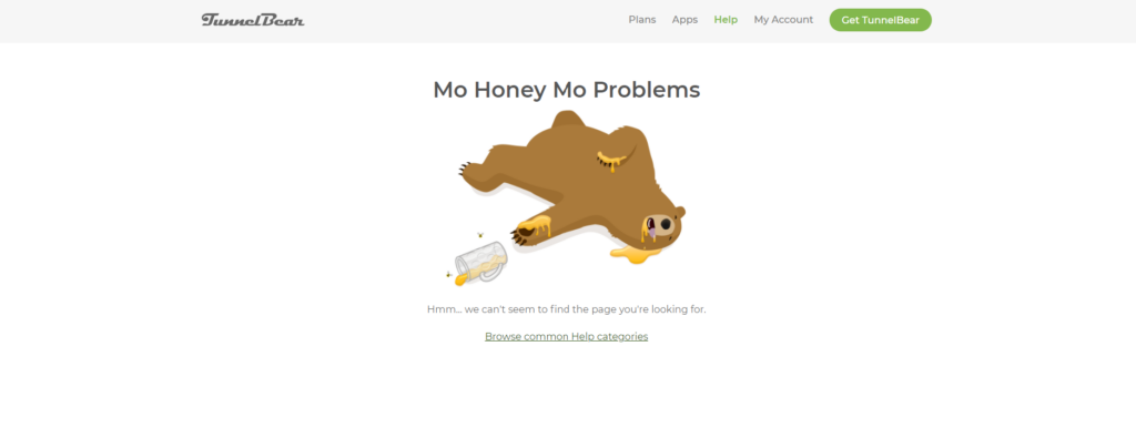 TunnelBear Error page