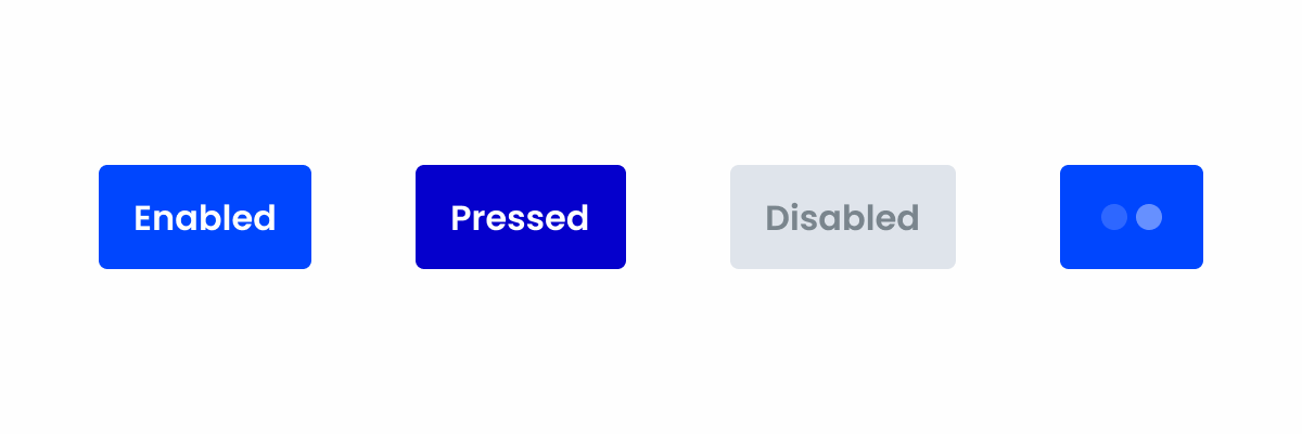 Image showing the four states buttons have for mobile.