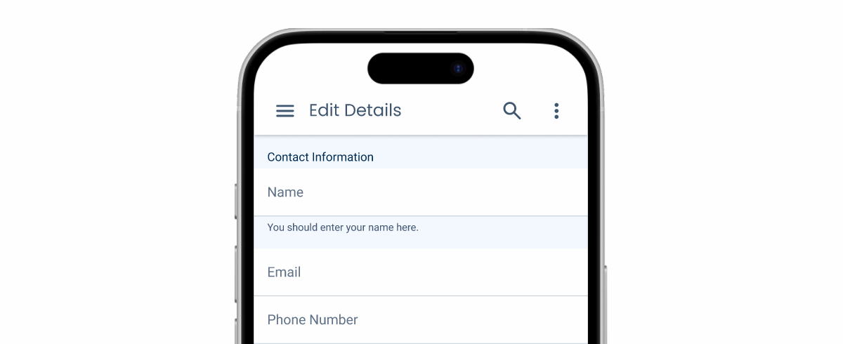 Image showing the default variation of the Text Field applied to an interface.