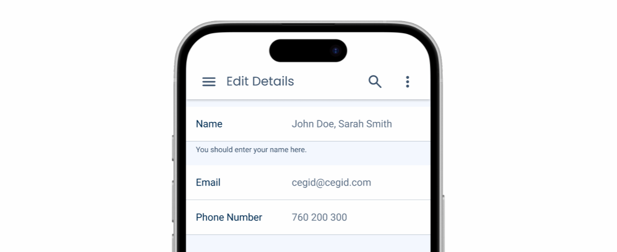 Image showing the horizontal variation of the Text Field applied to an interface.