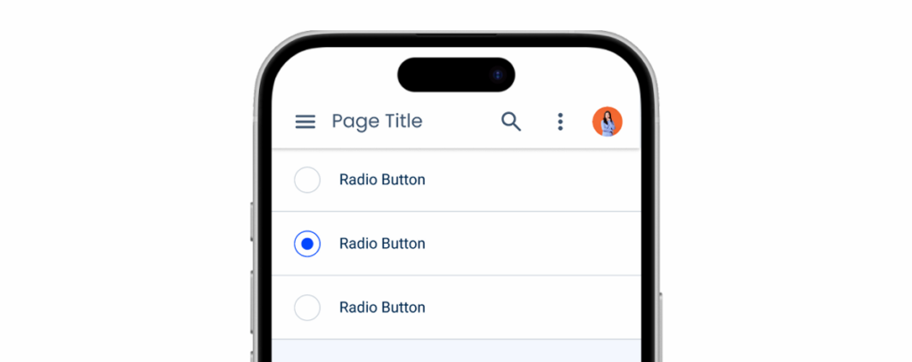 Image showing how List Items look when they have Radio Buttons.