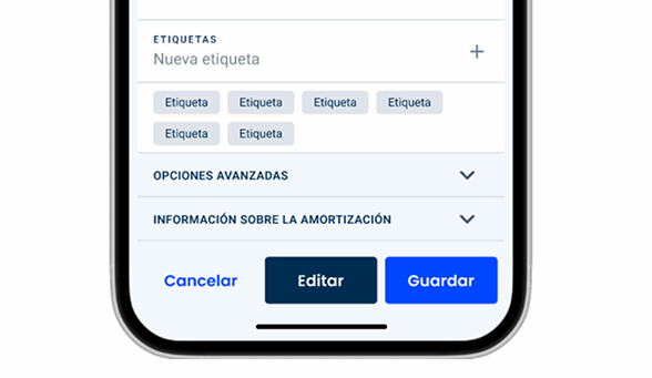Example of a mobile interface with three actions at the bottom.
