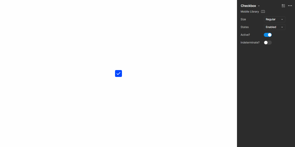 Image showing the Checkbox component in Figma.
