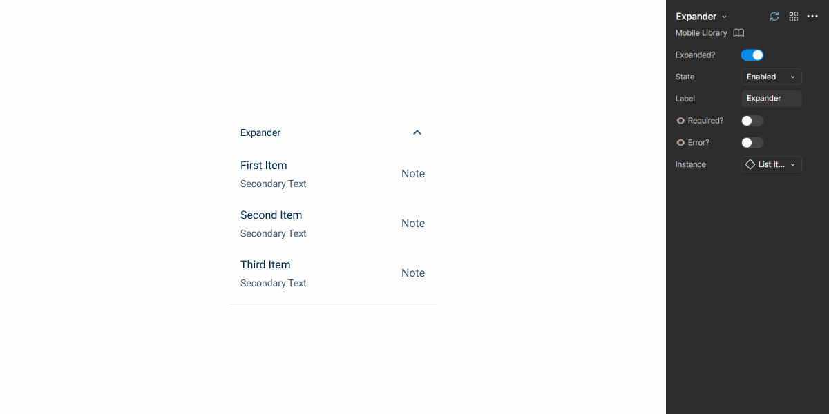 Image showing the Expander pattern in Figma.