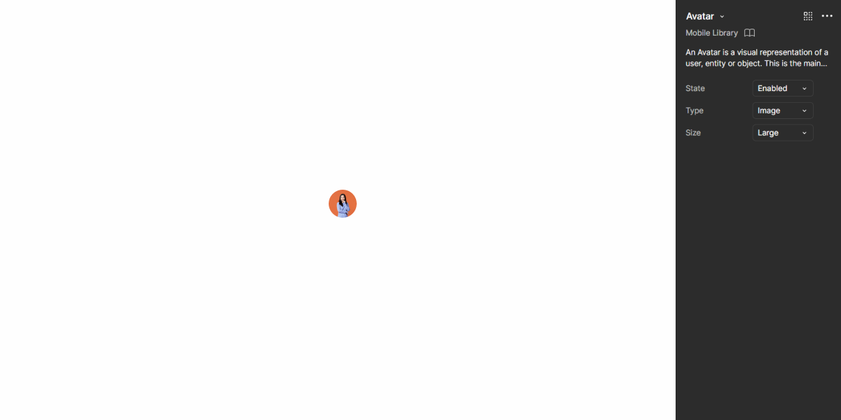 Image showing the Avatar component in Figma.