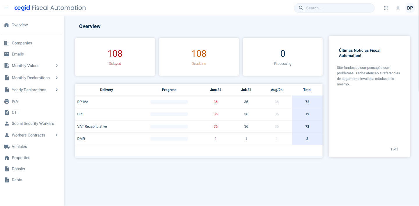 CEGID Fiscal Automation menu navigation