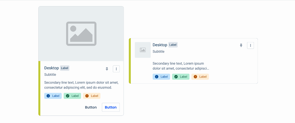 GIF comparing the desktop and mobile versions of the Card.