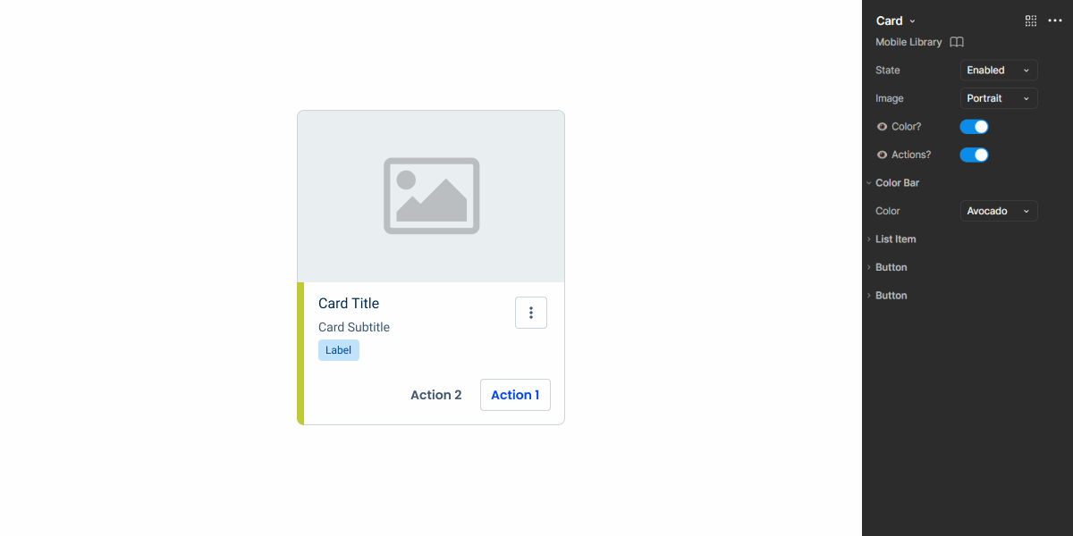 Image showing the Card component in Figma.