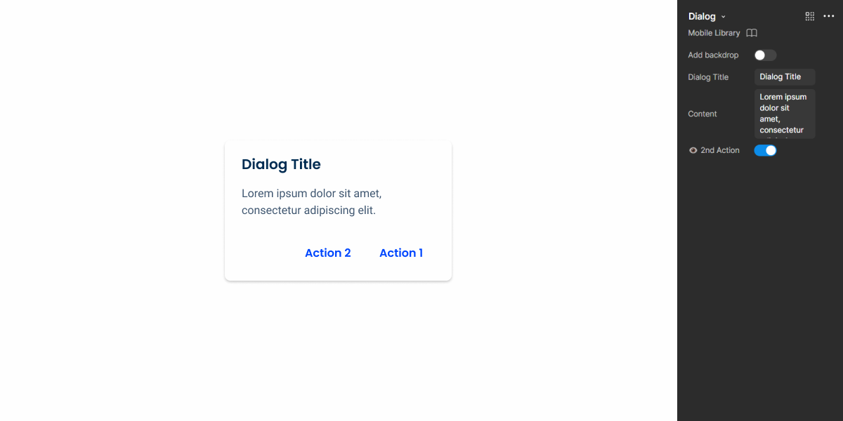 Image showing the Dialog pattern in Figma.