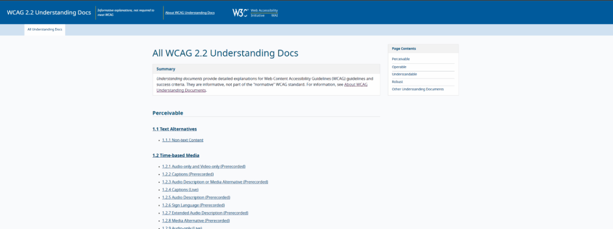 Keyboard navigation applied in WCAG website