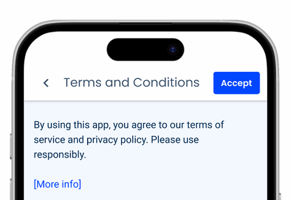 Top App Bar with an "Accept" button.