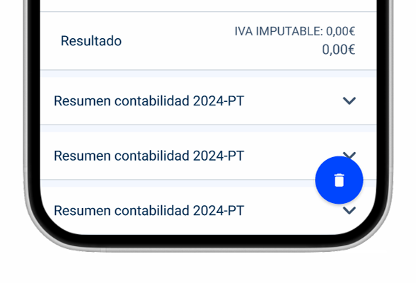 Image representing an interface that has a FAB which will trigger a destructive action, such as deleting content.
